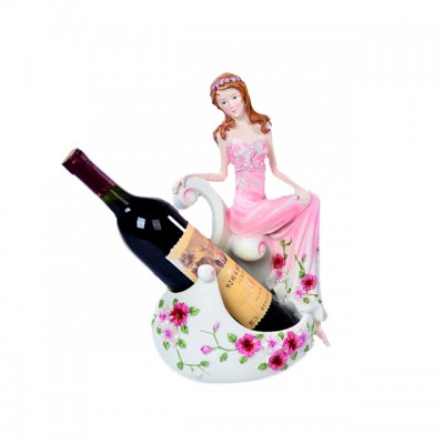 Beautiful girl creative resin custom fashionable wine rack storage