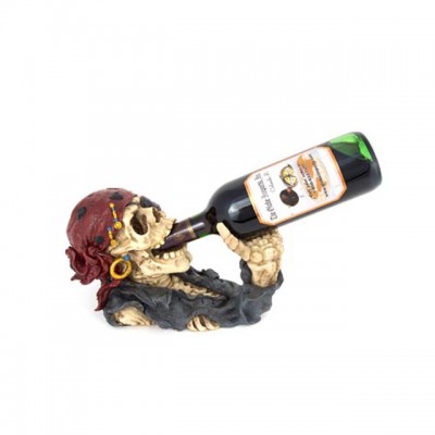 Resin skull pirate wine bottle stand stopper display holder